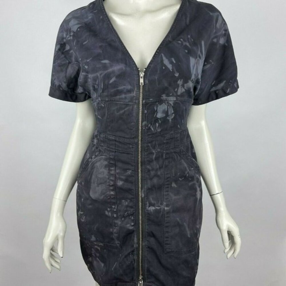 A.L.C. Novak Zip-Front Mini Dress Tie Dye Pockets Cotton Short Sleeve Women 4